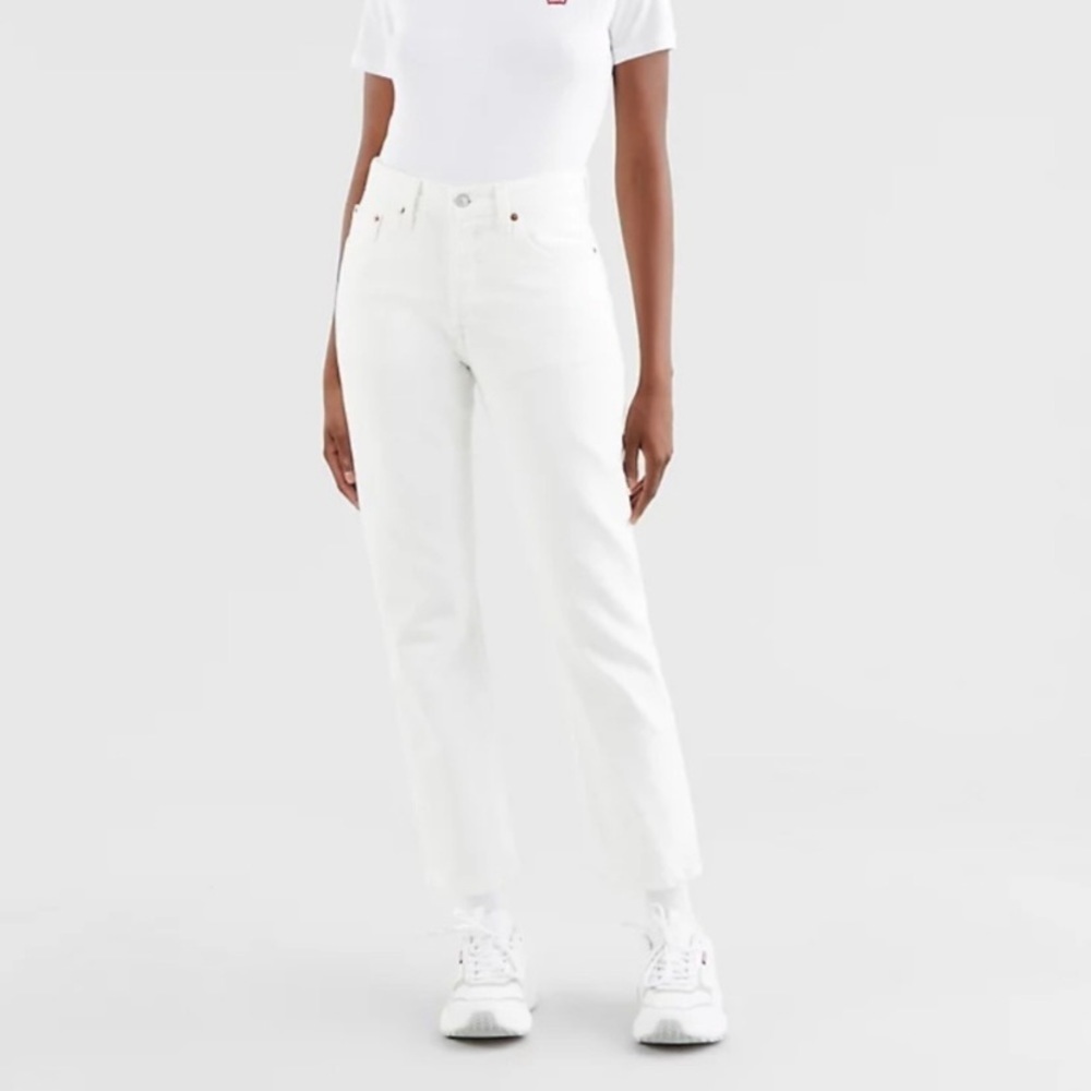 NWT Levi's Premium 501 Original Cropped Come Clean White Pants